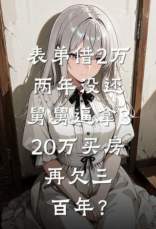 表弟借2万两年没还，舅舅逼拿320万买房，再欠三百年？